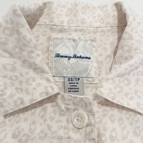 Tommy Bahama Two Palms Linen Jacket White Tan Leopard Animal Women's Size XS - Picture 3 of 6